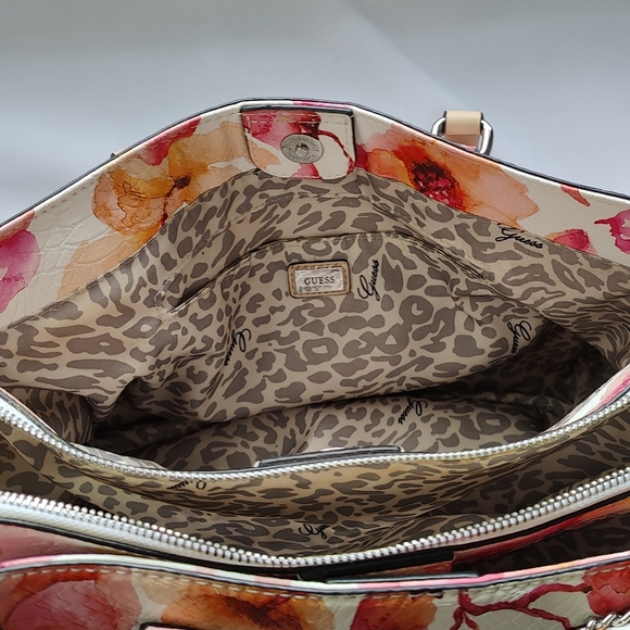 Guess Floral Faux Leather Handbag - Detachable Shoulder Strap - Picture 6 of 9